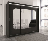 Zobrazit detail zboží: skříň Barcelona 250  černá/ černá/ zrcadlo (Skříně 250cm)