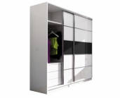 Zobrazit detail zboží: skříň Dubaj 226cm bílá/černá (Skříně 220cm)