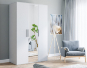 Zobrazit detail zboží: Šatní skříň Bole 120 cm 3D bílá | Třídveřová s otočnými dveřmi (Skříně 120cm)