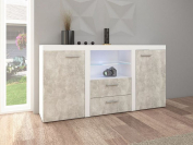 Zobrazit detail zboží: komoda Robben 2D2S bílá/ beton (Komody z lamina)