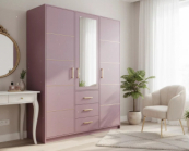 Zobrazit detail zboží: Šatní skříň Bali 2 D3 147 cm švestková se zrcadlem | Třídveřová (Skříně 150cm)