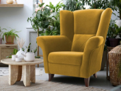 Zobrazit detail zboží: Křeslo ušák Keno žluté | Bluvel 68, pružiny Falista (Ušáky)