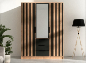 Šatní skříň Bali Lux D3 147 cm dub wotan se zrcadlem | Třídveřová