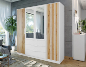 Zobrazit detail zboží: Šatní skříň Bali Lux D4 197 cm bílá se zrcadlem | Čtyřdveřová (Skříně 200cm)