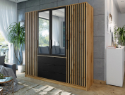Šatní skříň Bali Lux D4 197 cm dub wotan se zrcadlem | Čtyřdveřová
