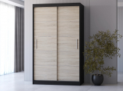 Zobrazit detail zboží: Šatní skříň Nano 6 120 cm černá  | Posuvné dveře dub sonoma (Skříně 120cm)